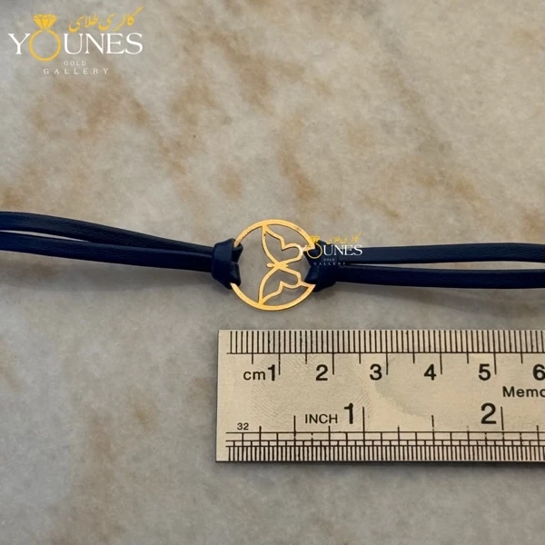 دستبند طلا چرم دولاین پروانه بزرگ